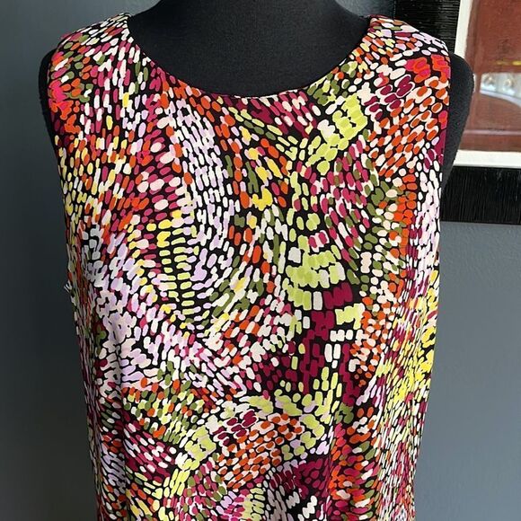 Nine West multicolor abstract print stretch tank midi. Size 12. - Picture 2 of 6